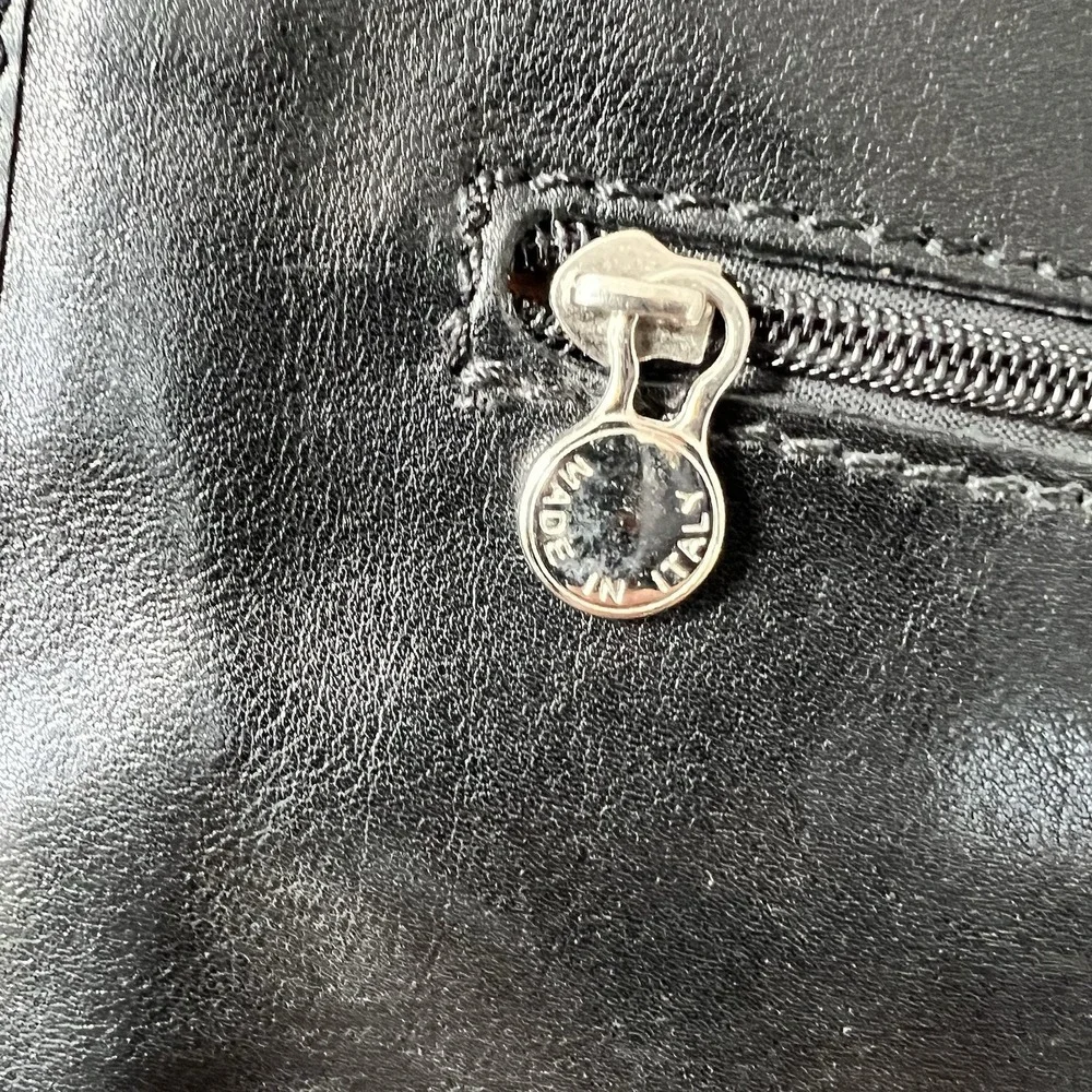 Floto Firenze‎ Black Leather Buckle Strap Briefcase Messenger Bag Made In Italy